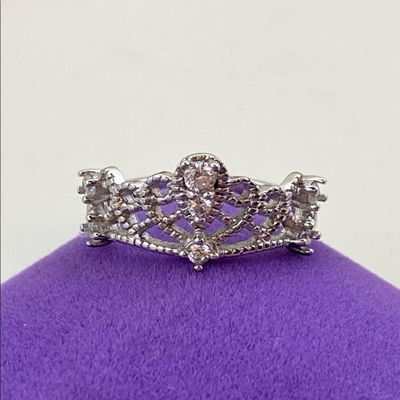 💛 Classic 925 Silver CZ Tiara Ring - Picture 1 of 6